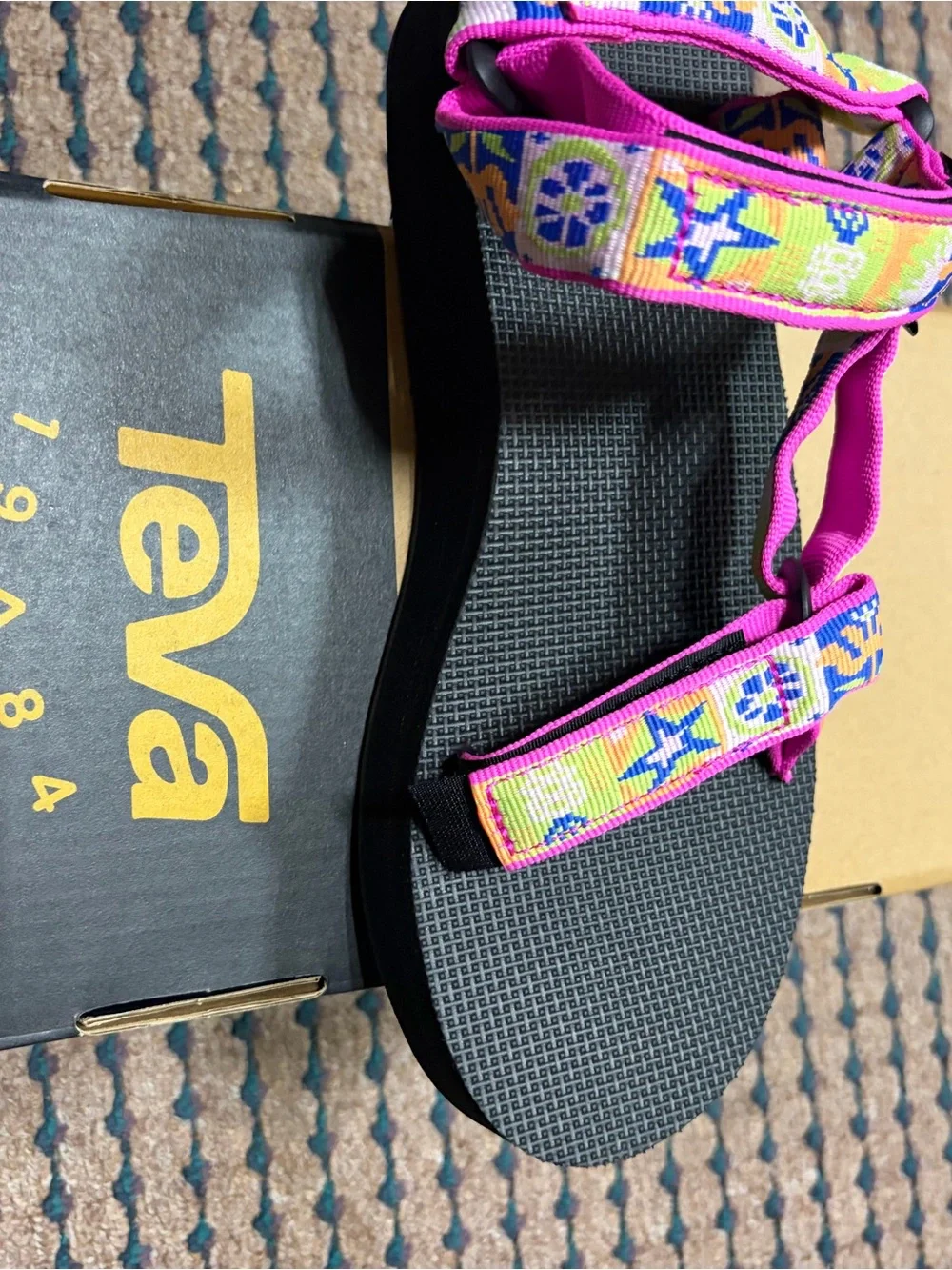 Teva Midform Universal Sandals in Neon Yellow with Multicolor Straps